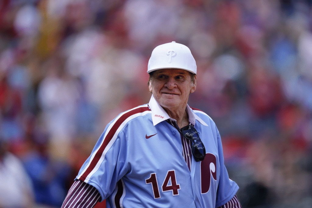      alt="Karolyn Englehardt with her children Fawn Rose and Pete Rose Jr." />
