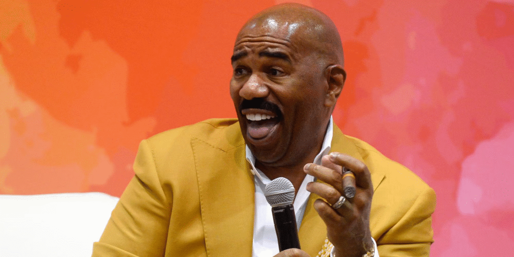 alt="Steve Harvey comedian TV host and author on Family Feud"