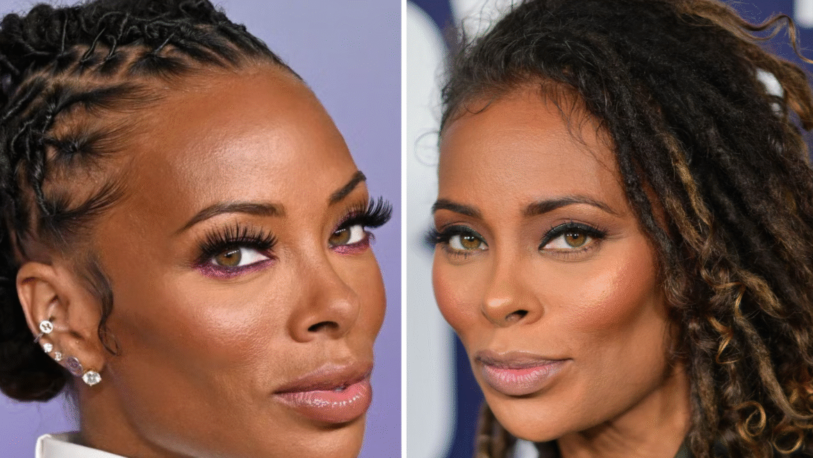 Eva Marcille posing at a 2025 red carpet event — fueling twin sister rumors