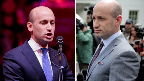 Stephen Miller speaking at a political event related to his career and Stephen Miller net worth analysis